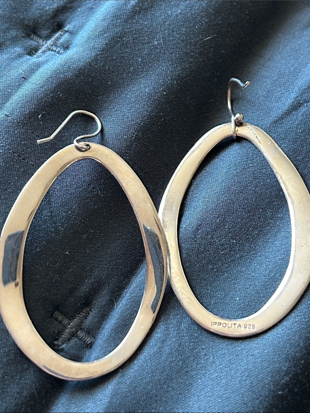 Ippolita 925 Sterling Silver Polished Oval Hoop Earrings